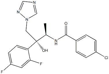 N-[(1R,2R)-2-(2,4-ジフルオロフェニル)-2-ヒドロキシ-1-メチル-3-(1H-1,2,4-トリアゾール-1-イル)プロピル]4-クロロベンズアミド 化学構造式