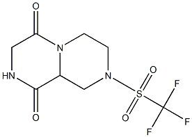 ヘキサヒドロ-8-[(トリフルオロメチル)スルホニル]-4H-ピラジノ[1,2-a]ピラジン-1,4(9aH)-ジオン 化学構造式