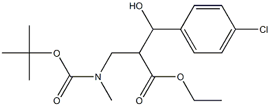 3-(4-クロロフェニル)-3-ヒドロキシ-2-[[(tert-ブトキシカルボニル)(メチル)アミノ]メチル]プロパン酸エチル 化学構造式