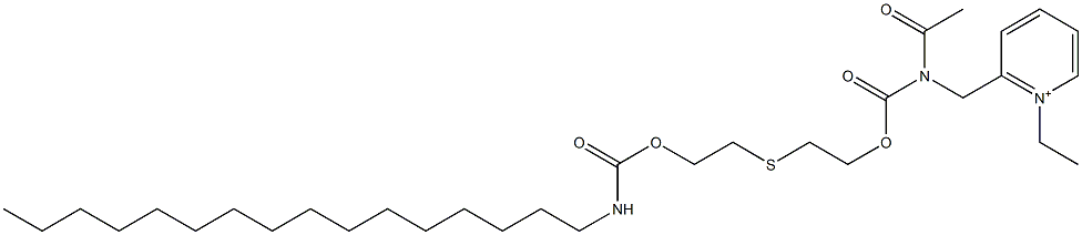 1-エチル-2-[N-アセチル-N-[2-[2-(ヘキサデシルカルバモイルオキシ)エチルチオ]エトキシカルボニル]アミノメチル]ピリジニウム 化学構造式