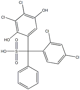 (2,4-Dichlorophenyl)(3,4-dichloro-2,5-dihydroxyphenyl)phenylmethanesulfonic acid Structure