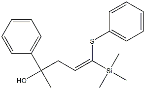 2-Phenyl-5-(phenylthio)-5-(trimethylsilyl)-4-penten-2-ol,,结构式