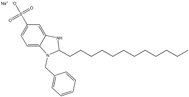 1-ベンジル-2,3-ジヒドロ-2-ドデシル-1H-ベンゾイミダゾール-5-スルホン酸ナトリウム 化学構造式