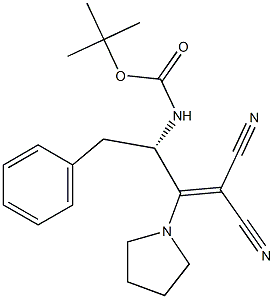 [(S)-3-Phenyl-2-[(tert-butoxycarbonyl)amino]-1-pyrrolizinopropylidene]malononitrile 结构式