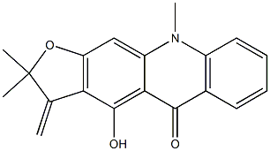 4-Hydroxy-3-methylene-2,2,10-trimethyl-2,3-dihydrofuro[3,2-b]acridin-5(10H)-one 结构式