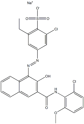 2-Chloro-6-ethyl-4-[[3-[[(2-chloro-6-methoxyphenyl)amino]carbonyl]-2-hydroxy-1-naphtyl]azo]benzenesulfonic acid sodium salt,,结构式