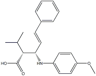 (2R,3S)-2-イソプロピル-3-(4-メトキシフェニルアミノ)-5-フェニル-4-ペンテン酸 化学構造式