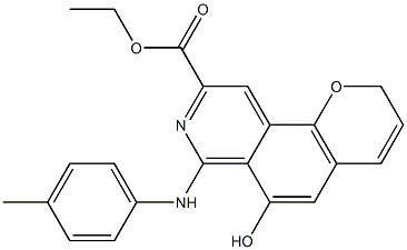 6-ヒドロキシ-7-(p-メチルアニリノ)-2H-ピラノ[2,3-f]イソキノリン-9-カルボン酸エチル 化学構造式