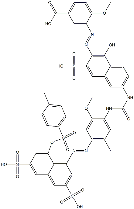 N-[6-(5-Carboxy-2-methoxyphenylazo)-5-hydroxy-7-sulfo-2-naphtyl]-N'-[2-methoxy-5-methyl-4-(3,6-disulfo-8-tosyloxy-1-naphtylazo)phenyl]urea,,结构式