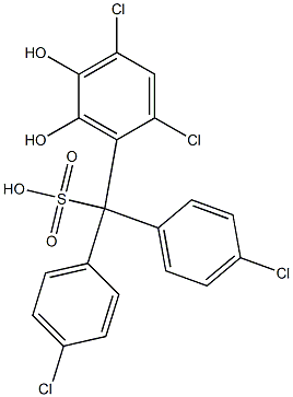 (2,4-ジクロロ-5,6-ジヒドロキシフェニル)ビス(4-クロロフェニル)メタンスルホン酸 化学構造式