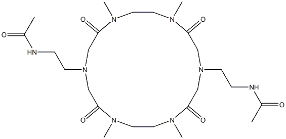 2,5,11,14-テトラメチル-8,17-ビス[2-(アセチルアミノ)エチル]-2,5,8,11,14,17-ヘキサアザシクロオクタデカン-1,6,10,15-テトラオン 化学構造式
