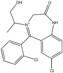 7-Chloro-5-(o-chlorophenyl)-1,3-dihydro-4-(1-methyl-2-hydroxyethyl)-2-oxo-2H-1,4-benzodiazepin-4-ium Structure