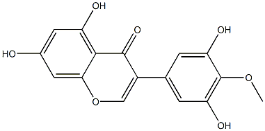 3',5,5',7-テトラヒドロキシ-4'-メトキシイソフラボン 化学構造式