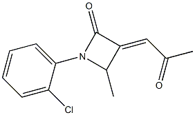 (E)-3-(2-オキソプロピリデン)-4-メチル-1-(2-クロロフェニル)アゼチジン-2-オン 化学構造式