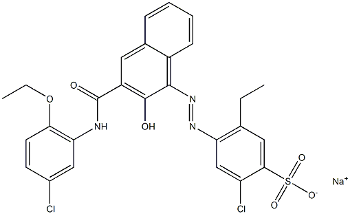 2-Chloro-5-ethyl-4-[[3-[[(3-chloro-6-ethoxyphenyl)amino]carbonyl]-2-hydroxy-1-naphtyl]azo]benzenesulfonic acid sodium salt,,结构式