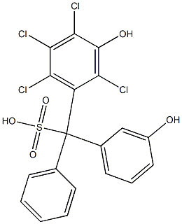 (2,4,5,6-テトラクロロ-3-ヒドロキシフェニル)(3-ヒドロキシフェニル)フェニルメタンスルホン酸 化学構造式