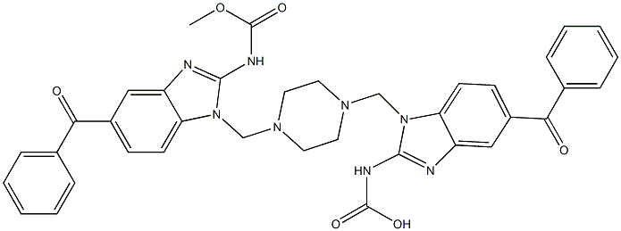 1,1'-[Piperazine-1,4-diylbis(methylene)]bis(5-benzoyl-1H-benzimidazole-2-carbamic acid methyl) ester Struktur