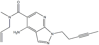 1-(3-Pentynyl)-4-amino-N-methyl-N-(2-propenyl)-1H-pyrazolo[3,4-b]pyridine-5-carboxamide,,结构式