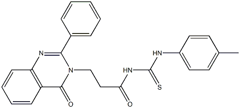 1-[3-(4-オキソ-2-フェニル-3,4-ジヒドロキナゾリン-3-イル)プロピオニル]-3-(p-トリル)チオ尿素 化学構造式