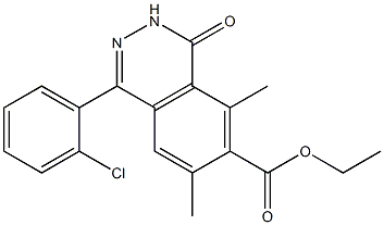 1-(2-クロロフェニル)-3,4-ジヒドロ-4-オキソ-5,7-ジメチルフタラジン-6-カルボン酸エチル 化学構造式