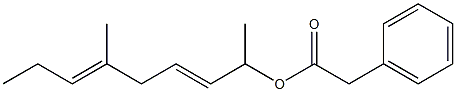 フェニル酢酸1,5-ジメチル-2,5-オクタジエニル 化学構造式