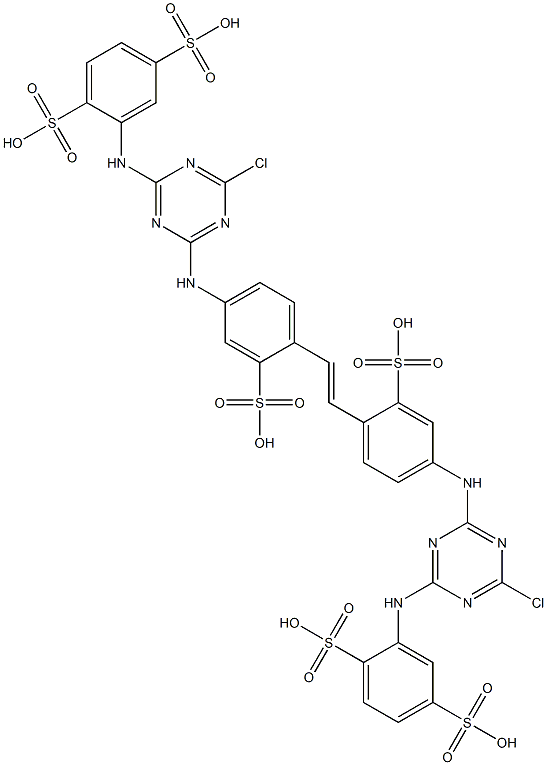 4,4'-Bis[4-chloro-6-(2,5-disulfoanilino)-1,3,5-triazin-2-ylamino]-2,2'-stilbenedisulfonic acid 结构式
