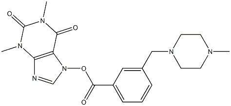 3,7-ジヒドロ-1,3-ジメチル-2,6-ジオキソ-1H-プリン-7-オール3-[(4-メチルピペラジン-1-イル)メチル]ベンゾアート 化学構造式