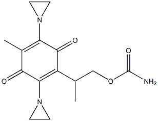 3,6-ビス(アジリジン-1-イル)-2-メチル-5-[2-(アミノカルボニルオキシ)-1-メチルエチル]-2,5-シクロヘキサジエン-1,4-ジオン 化学構造式