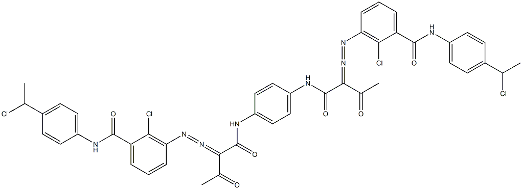 3,3'-[1,4-Phenylenebis[iminocarbonyl(acetylmethylene)azo]]bis[N-[4-(1-chloroethyl)phenyl]-2-chlorobenzamide],,结构式