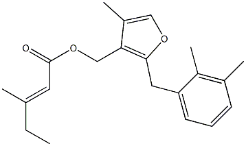 4-Methyl-2-(2,3-dimethylbenzyl)-3-[[[(E)-3-methyl-2-pentenoyl]oxy]methyl]furan,,结构式