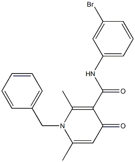 1-Benzyl-1,4-dihydro-2,6-dimethyl-N-(3-bromophenyl)-4-oxopyridine-3-carboxamide Struktur