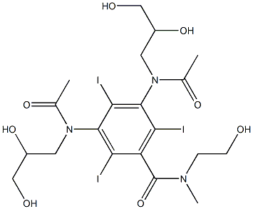 3,5-Bis[acetyl(2,3-dihydroxypropyl)amino]-2,4,6-triiodo-N-methyl-N-(2-hydroxyethyl)benzamide Structure