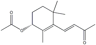 4-[(3R)-3-アセトキシ-2,6,6-トリメチル-1-シクロヘキセン-1-イル]-3-ブテン-2-オン 化学構造式