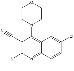 6-Chloro-4-morpholino-2-(methylthio)quinoline-3-carbonitrile,,结构式