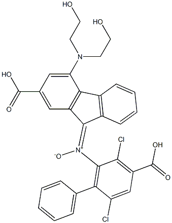 N-(2-カルボキシ-9H-フルオレン-9-イリデン)-4-[ビス(2-ヒドロキシエチル)アミノ]フェニルアミンN-オキシド 化学構造式