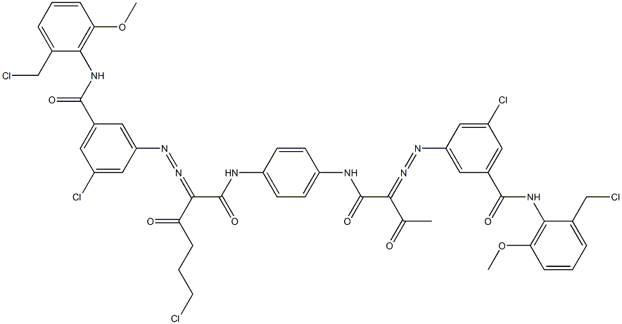 3,3'-[2-(2-Chloroethyl)-1,4-phenylenebis[iminocarbonyl(acetylmethylene)azo]]bis[N-[2-(chloromethyl)-6-methoxyphenyl]-5-chlorobenzamide] Struktur