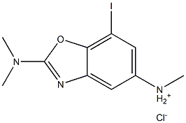 2-Dimethylamino-7-iodo-benzooxazol-5-ylmethyl-ammonium chloride 化学構造式