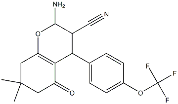 2-Amino-7,7-dimethyl-5-oxo-4-(4-(trifluoromethoxy)phenyl)-4,6,7,8-tetrahydro2H-chromene-3-carbonitrile 结构式