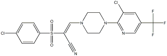 2-((4-Chlorophenyl)sulfonyl)-3-(4-(3-chloro-5-(trifluoromethyl)(2-pyridyl))piperazinyl)prop-2-enenitrile Structure