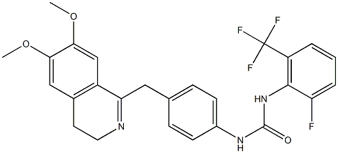 1-(4-((6,7-Dimethoxy(3,4-dihydroisoquinolyl))methyl)phenyl)-3-(2-fluoro-6-(trifluoromethyl)phenyl)urea Struktur