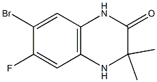 7-BROMO-6-FLUORO-3,3-DIMETHYL-3,4-DIHYDROQUINOXALIN-2(1H)-ONE 化学構造式