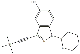  1-(tetrahydro-2H-pyran-2-yl)-3-(2-(trimethylsilyl)ethynyl)-1H-indazol-5-ol