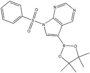 7-(phenylsulfonyl)-5-(4,4,5,5-tetramethyl-1,3,2-dioxaborolan-2-yl)-7H-pyrrolo[2,3-d]pyrimidine Structure