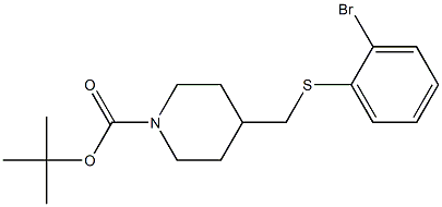 4-(2-Bromo-phenylsulfanylmethyl)-piperidine-1-carboxylic acid tert-butyl ester Struktur