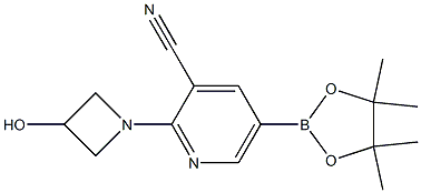 2-(3-hydroxyazetidin-1-yl)-5-(4,4,5,5-tetramethyl-1,3,2-dioxaborolan-2-yl)pyridine-3-carbonitrile Struktur
