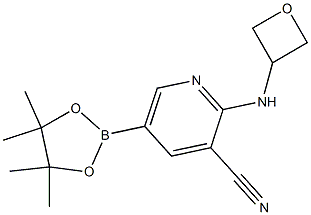 5-(4,4,5,5-tetramethyl-1,3,2-dioxaborolan-2-yl)-2-(oxetan-3-ylamino)pyridine-3-carbonitrile 结构式
