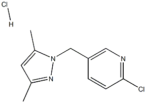 2-Chloro-5-[(3,5-dimethyl-1H-pyrazol-1-yl)methyl]-pyridine hydrochloride 化学構造式