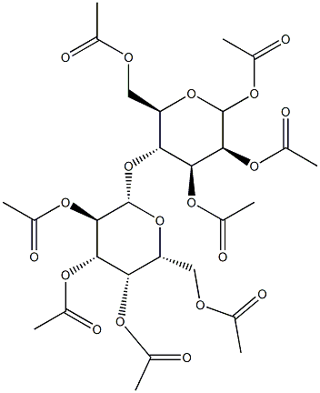 4-O-(2,3,4,6-Tetra-O-acetyl-b-D-galactopyranosyl)-1,2,3,6-tetra-O-acetyl-D-mannopyranose Struktur