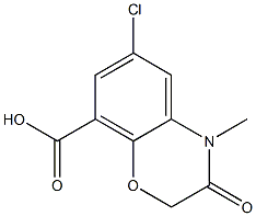 6-Chloro-3,4-dihydro-4-methyl-3-oxo-2H-1,4-benzoxazine-8-carboxylic acid 化学構造式