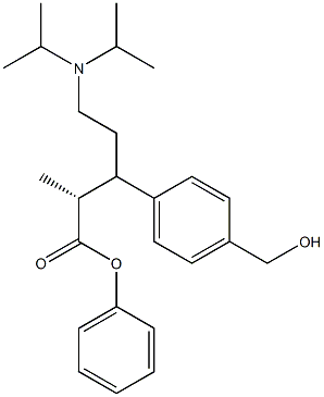 (R)-2-(3-(diisopropylamino)-1-phenylpropyl)-4-(hydroxymethyl)phenyl propionate 化学構造式
